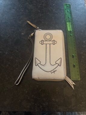 Brighton Anchor Wristlet Wallet in Cream with Black Graphic